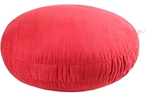 Hodeco Round Throw Pillow 16x16 for Kids Down-like Polyester Filling Super Soft Floor Pillow Ultra Fluffy Feather-like Touching Decorative Circle Cushion for Couch Bed Sofa, Bright Red, 1 Piece