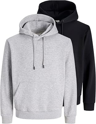 Hombre Jjebradley Sudadera con Capucha 2pk MP Jjebradley Sudadera con Capucha 2Pk MP (Pack de 2), Negro, M