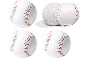 Poosue Standard Size Adult Baseballs - 9 inch Unmarked & Faux Leather Covered Training Ball Practice Baseball for League Play, Pitching, Hitting, Batting, Fielding, Autograph (3)