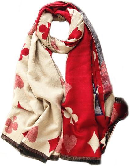 Amazon Laquest ラクエスト トランプ 柄 ハート ダイヤ クローバー クイーン 大判 羽織れる ビッグ ストール レディース ストール 通販