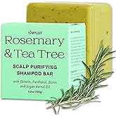 Rosemary & Tea-Tree Scalp Clarifying Shampoo Bar with Keratin, Panthenol, Biotin and Argan-Oil (5.2oz) | Sulfate Free, All Natural, Hair Moisturizing & Nourishing Soap, Deep Cleansing Solid Shampoo