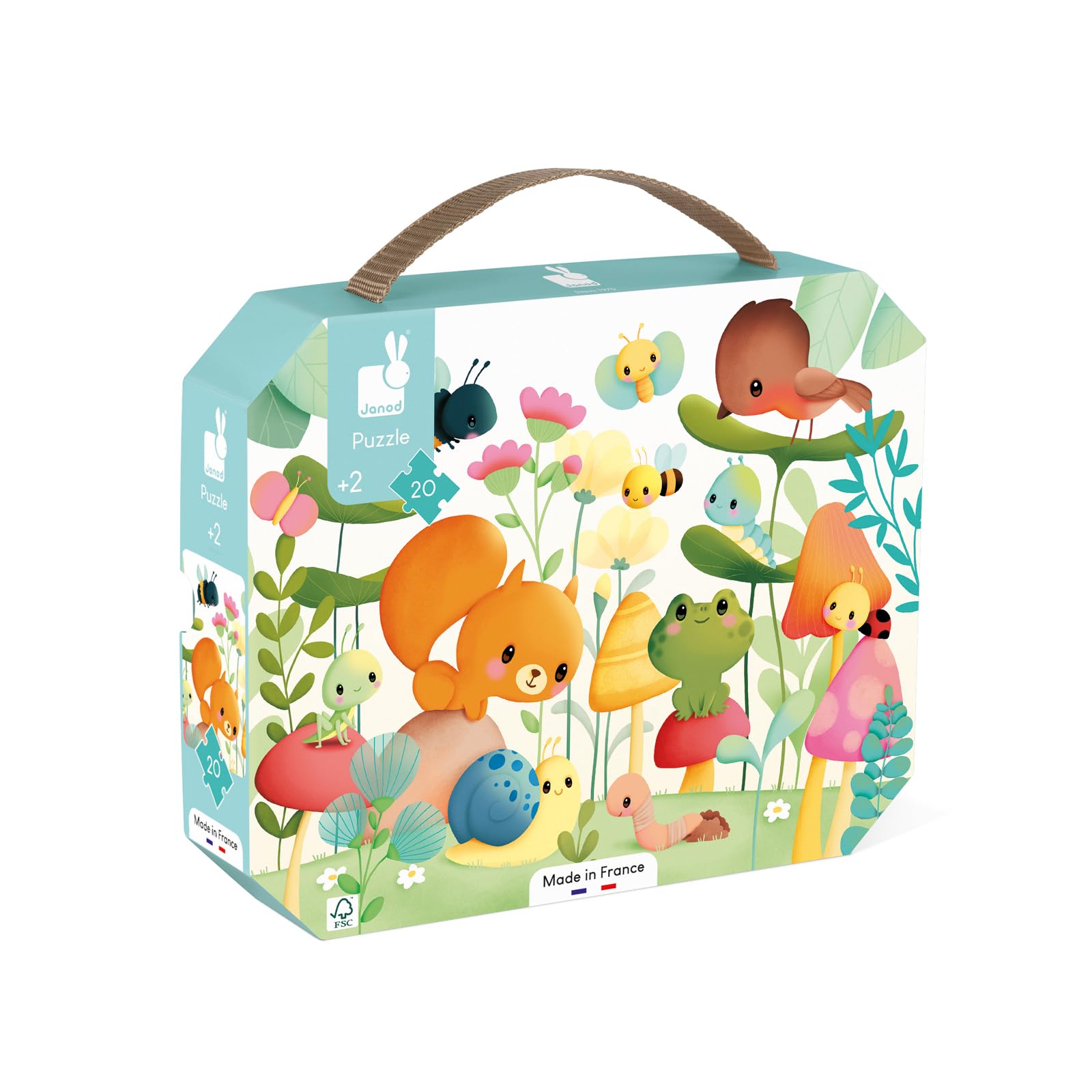 Janod - Garden Friends Puzzle - 20-Piece Puzzle - Develops Patience and Dexterity - FSC-Certified - Made in France - 24 Months +, J02575