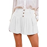 Famulily Summer Cute Shorts for Women Beach Wide Leg Linen Shorts Pleated Stretch Shorts with Pockets 2025