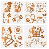 DOODLREAM 15 Patterns Dog Craft Stencil Templates 11.8 x 11.8 Inch Plastic Reusable Dog Paw Stencils for Painting on Wood Wall Floor Fabric Furniture, DIY Home Decor Craft Stencil for Dog Lover