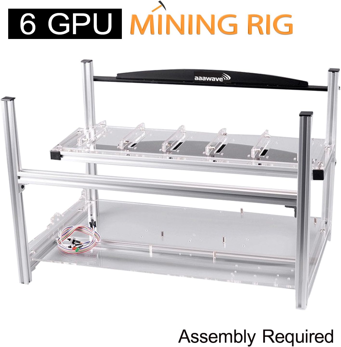 AAAwave 6 GPU Mining Rig Frame - Stackable Open Frame Design Mining Rig Case with Fan mounts - Crypto Currency ETH Coin GPU Miner Chassis. Ethereum/Zcash/Decred