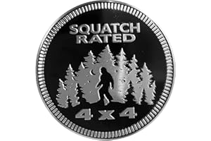 GOWXS Squatch Badge Rated Car Emblem, 4 x 4 Metal Automotive Bigfoot Badge 3D Metal Car Badges Emblems Round Emblem Decals Car Badge Decals Stickers Compatible with Jeep Wrangler Vehicles Trucks SUV