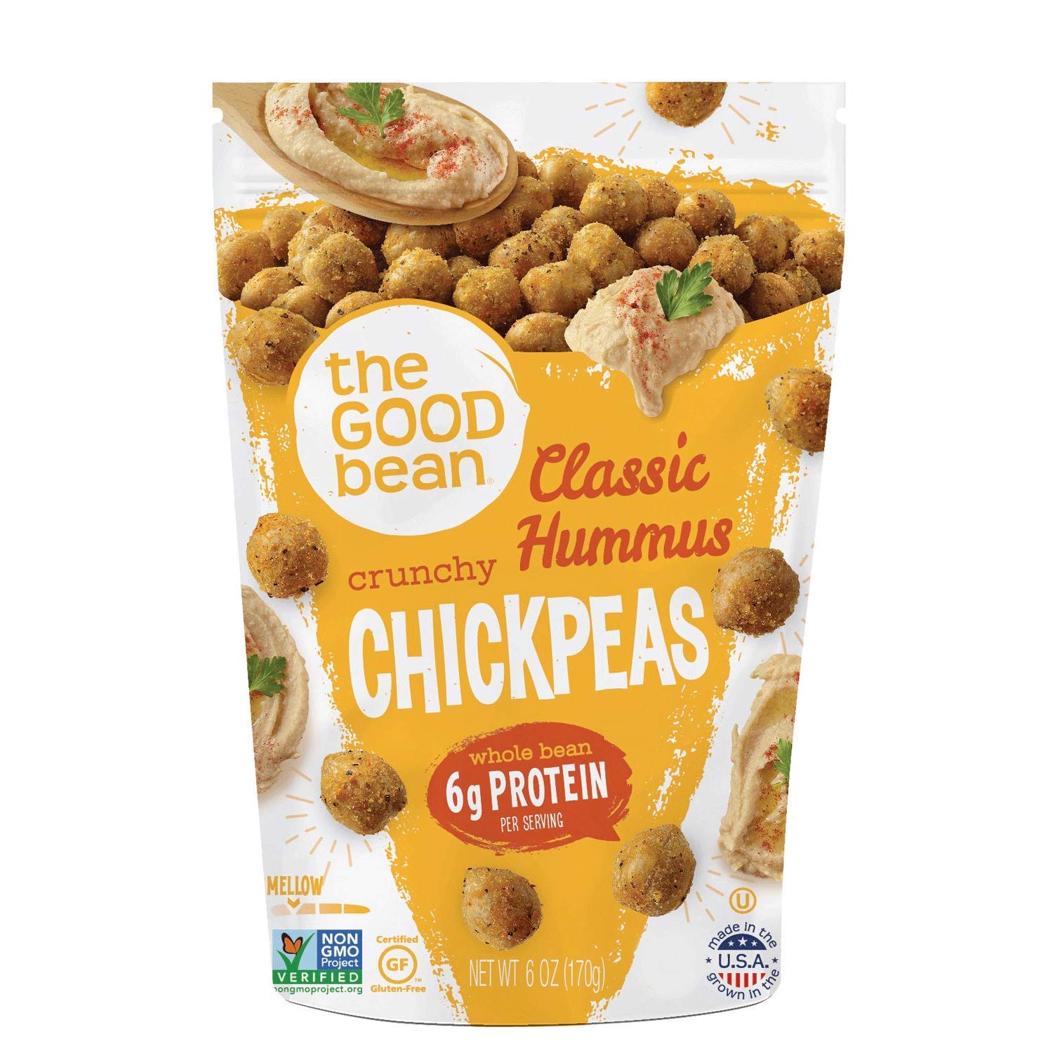 The Good Bean Chickpea Snacks,Gluten Free, Hummus, 6 Count