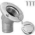 ISURE MARINE 1-1/2"(38mm) Boat Fuel Deck Fill/Filler with Keyless Cap with Screws, Marine Mirror Polished 316 Stainless Steel Hardware Angled Neck for Boat Yacht Caravan