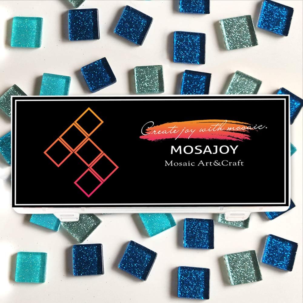 MOSAJOY Mosaic Tiles for Crafts Glitter Glass Mosaic Pieces