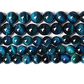 Blue Tiger Eye Gemstone Loose Beads Natural Round Loose Stone Beads for Jewelry Making DIY Bracelet Necklace Earrings 6mm 61-63pcs 1 Strand 15" (Blue Tiger Eye, 6mm)