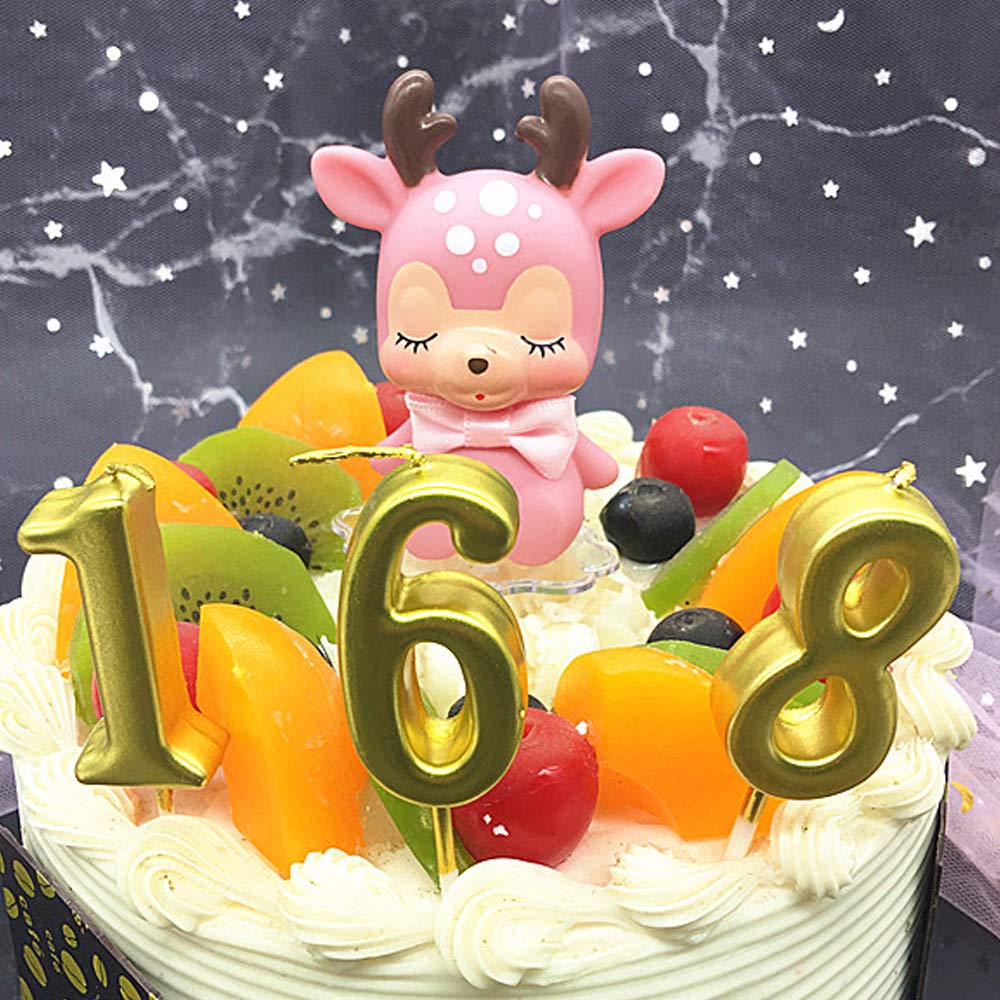 Home & Kitchen BTCAN 6th Birthday Candles Gold Number 6 ...