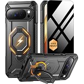 TONGATE for Pixel 10 Pro XL Case with 360&deg; Spin Magnetic Stand, Black | Translucent PC Back, Compatible with MagSafe, Privacy Screen Protector, Shockproof Protection for Google Pixel 10 Pro XL Case