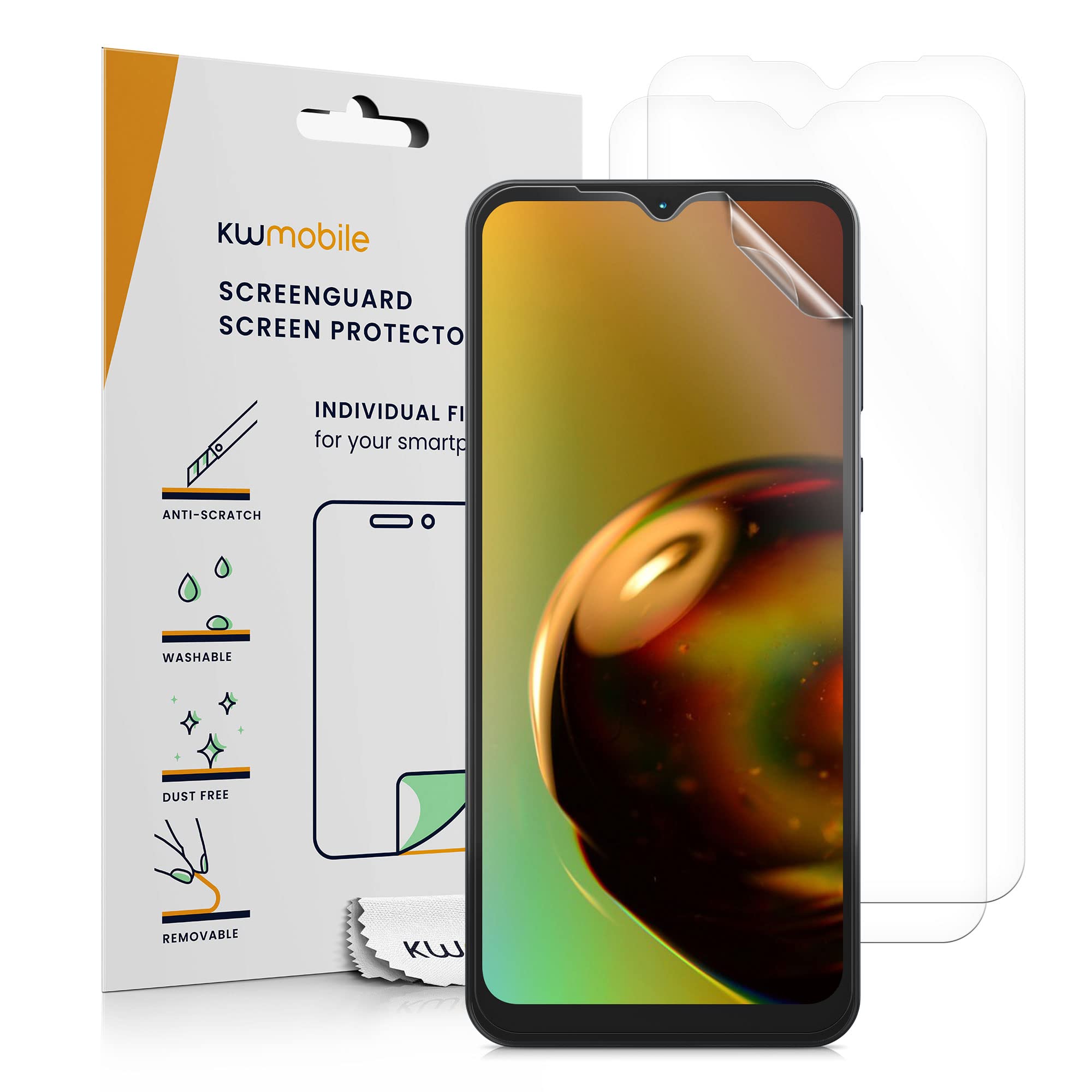 kwmobile Screen Protectors Compatible with Motorola Moto E13 Screen Protector - 3x Ultra-Clear Transparent Phone Films