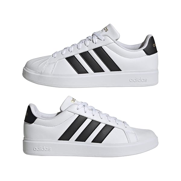 ADIDAS MEN’S STREETALK, WHITE/BLACK/GOLD METALLIC, 9.5