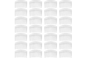 ANGLA 28 Pack Clear White Small Plastic Hair Side Comb With Long Teeth Hairpins Grips Barrettes Clamps Bows for Women Bridal Wedding Veil Decorative Headpiece French Twist Updo Bun Accessories