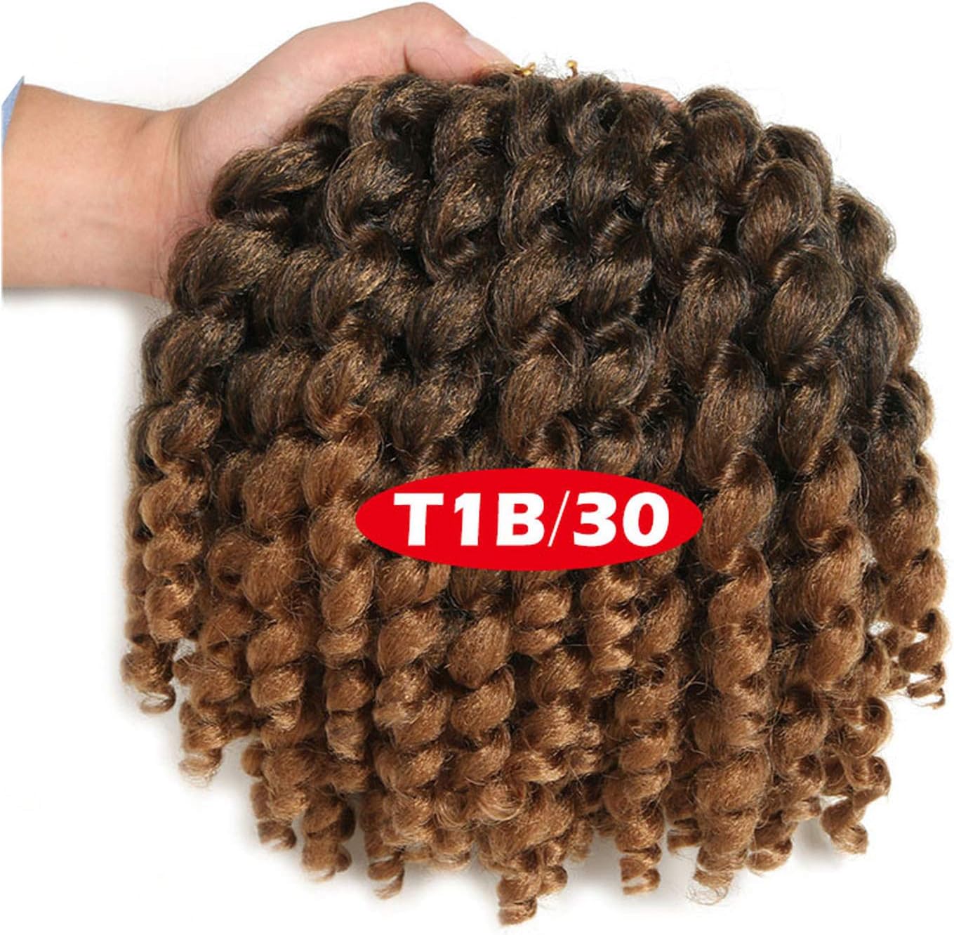 Jamaican Bounce Crochet Hair Ombre Crochet Braids Synthetic Braiding Curly Crochet Twist Hair Extensions 8Inch Blonde Hair,T1B/30,8inches,6Pcs/Lot