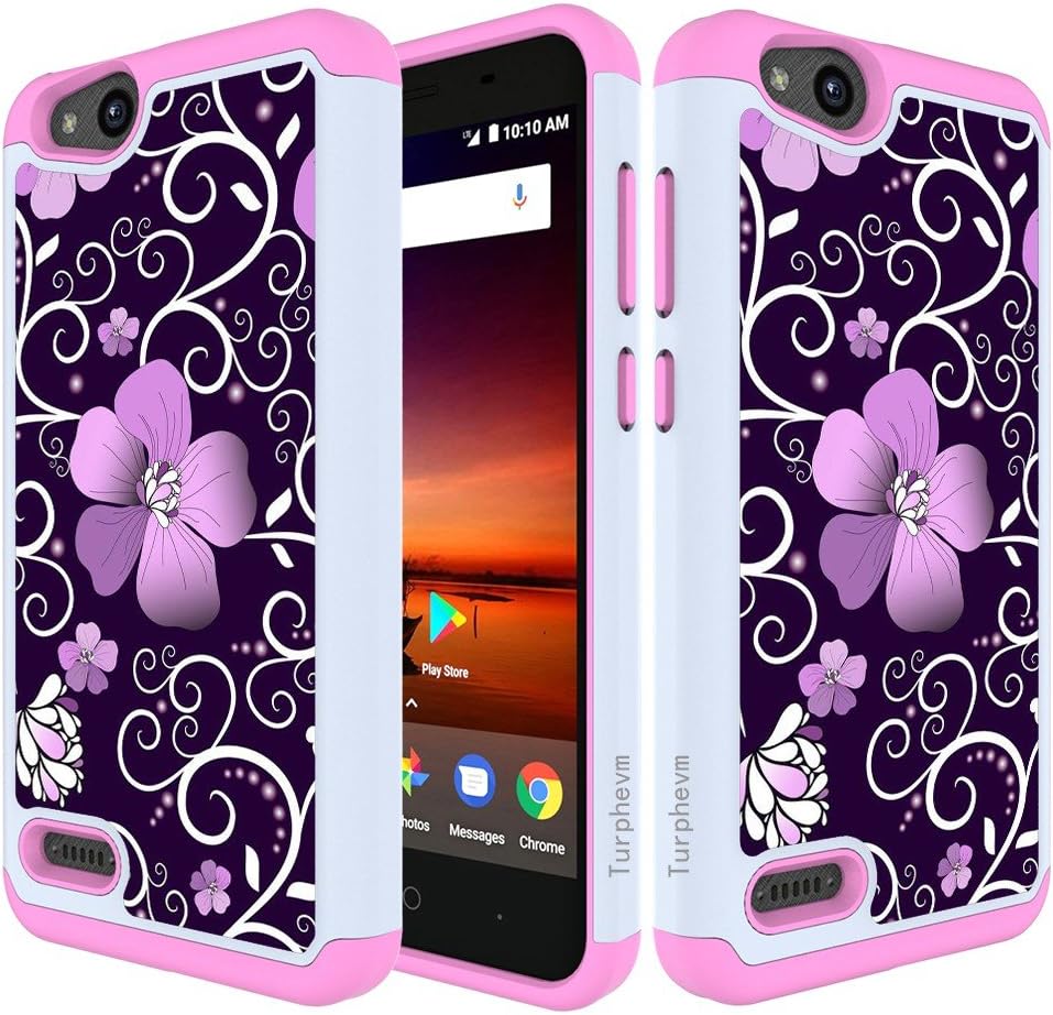 ZTE Blade Vantage Case/ZTE Tempo X Case/ZTE Avid 4 Case/ZTE Fanfare 3 Z852 Case,Turphevm Shock Absorbing Dual Layer Protective Fit Armor Phone Case Cover for ZTE Blade Vantage/N9137(Pink Violet)