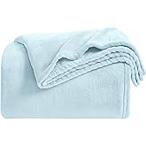 KMUSET Fleece Blanket Mist Blue Lightweight Super Soft Cozy Fuzzy Bed Blankets Microfiber Factory Shop