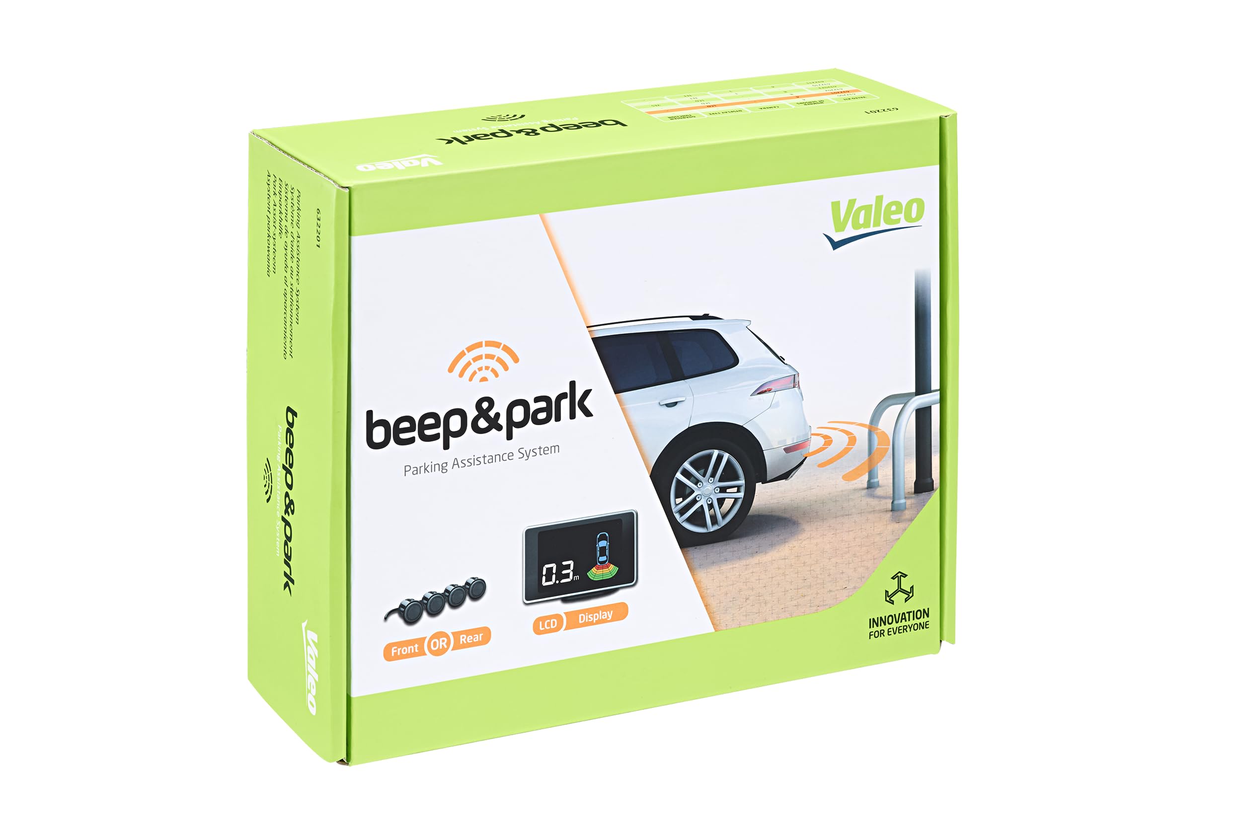 VALEO 632201 - Parking Assistance System - Beep&Park Kit: 4 Sensors + 1 LCD display - Front or Rear Installation