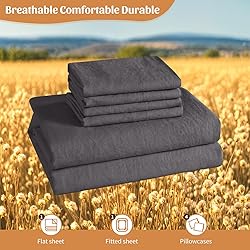 Shilucheng 100% French Linen Sheets - Queen Size