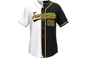 Custom Split Baseball Jersey Stitched/Printed Personanlized Button Down Shirts Sports Uniform for Men Women Youth