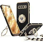 XYZ for Galaxy S10 Plus case with Stand, for Samsung Galaxy S10 Plus Case with Double Ring,Women Girls Cute Love-Heart Luxury Bling Protective Case Heart for Samsung S10 Plus, Black