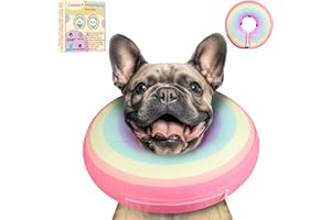 GoRapet Inflatable Dog Cone Collar Alternative After Surgery, Soft Donut Neck Cone for Beagle Dachshund Medium Dogs, etc, Comfortable Protective E Collar Recovery Cone Not Block Vision