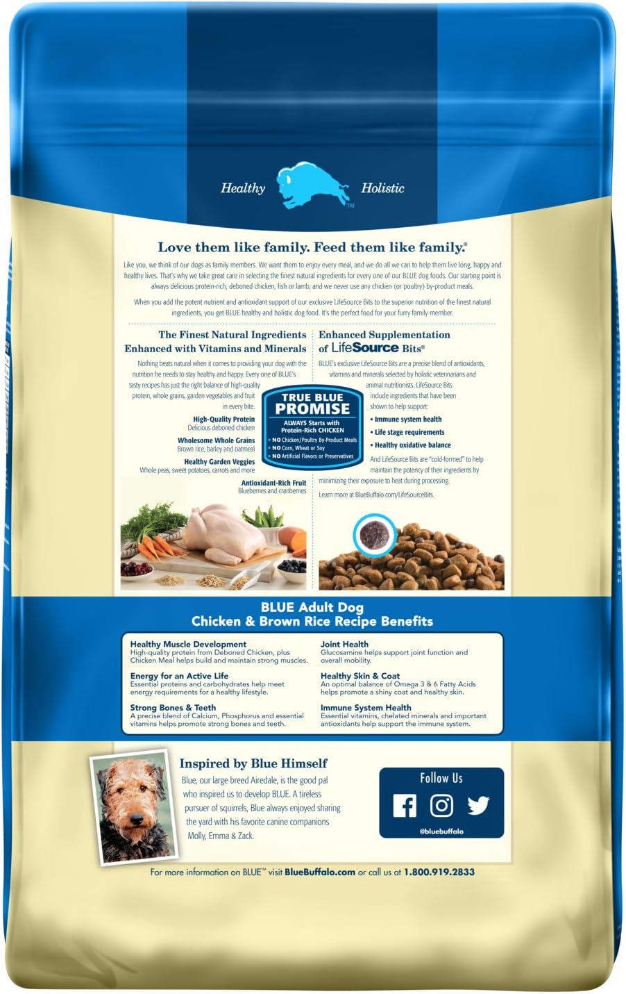 Blue Buffalo Life Protection Formula Adult Dog Food – Natural Dry Dog Food for Adult Dogs – Chicken and Brown Rice – 30 lb. Bag: Pet Supplies
