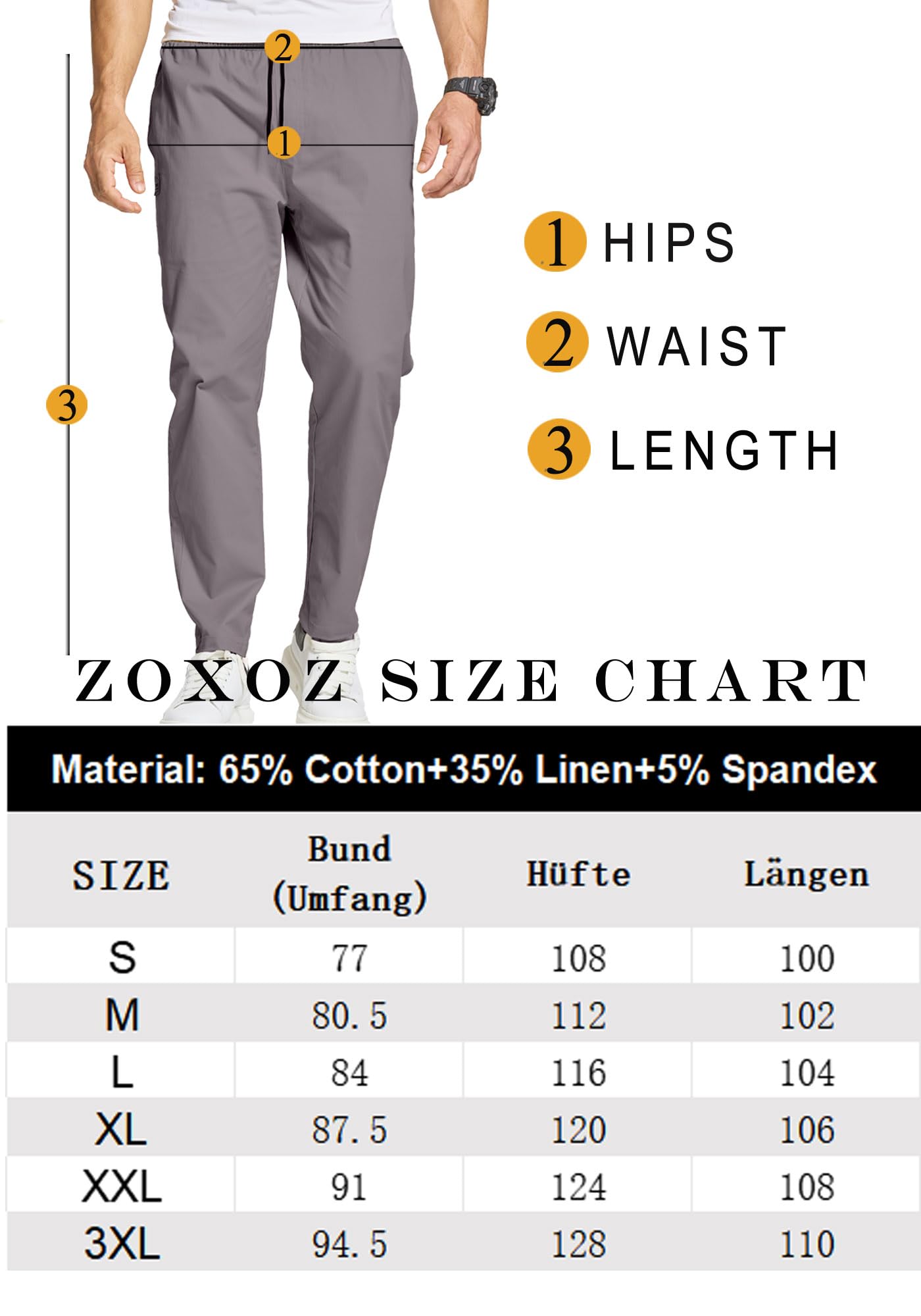 ZOXOZ Hosen Herren Chino Cargo Hose Herren Freizeithose Cargohose Männer Jogginghose Herren Baumwolle Sporthose Männer Lang Elastische Taille mit Kordelzug Casual Hose mit Taschen Dunkelblau S 5