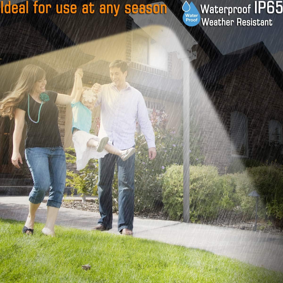 Solar Street Lights Outdoor Dusk to Dawn with Remote Control/Motion Sensor Uponun All in One Dual Color Switchable Waterproof IP65 Solar Flood Lights Outdoor for Parking Lot Pathway Garden Driveway - - 