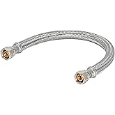 Eastman 16 Inch Steel-Flex Flexible Faucet Connector, 3/8 Inch x 3/8 Inch Compression Connection, Braided Stainless Steel Faucet Supply Line, 48074