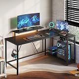 Bestier 58 Inch L-Shaped Gaming Desk with RGB Lights and Outlets view 4