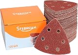 STE BRUAM Delta Triangle Sanding Sheets 65 Pcs 120 Grit 93mm 6 Holes