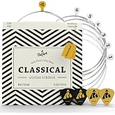 BELFORT Classical Guitar Strings &ndash; Nylon Silver-Wound 6-String Set | Incl. extra high E-string + 4 picks &amp; eBook. For classical &amp; concert guitar.