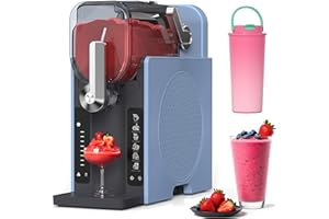 WIZAURA Slushie Machine, Slushy for Home No Ice Need, Soft Serve Ice Cream Maker & Margarita Machine, Auto-Cleaning, 6 Presets for Milkshakes, Frappés, Frozen Drink and More, Blue, 1 Insulated Cup