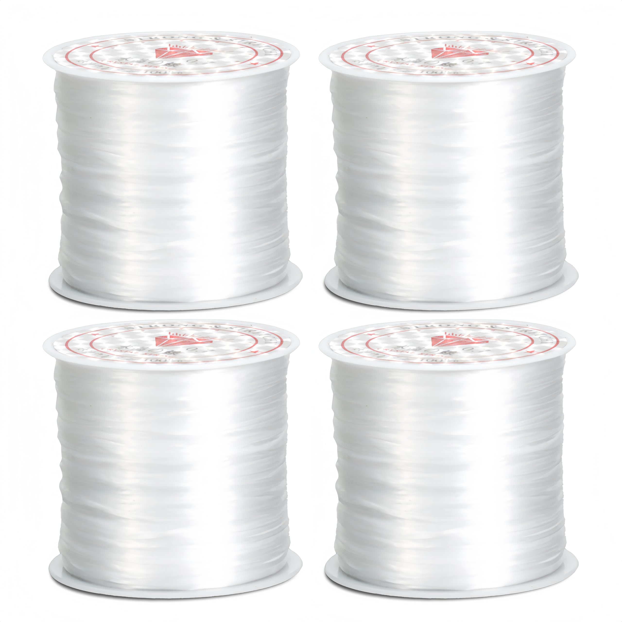 4 Rolls 1mm Elastic String For Bracelets White 656Ft Stretchy Cords Stretch Bead Cord Elastic Beading Thread for Bracelet Necklaces Clay Beads Jewelry Making