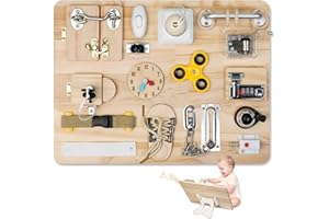 Azoravio Busy Board for Toddlers 1 2 3 4 Year Old - Large Montessori Sensory Toys, Wooden Fidget Activity Board for Boys and Girls, Motor Skills Gifts for ADHD & Autistic Children Kids