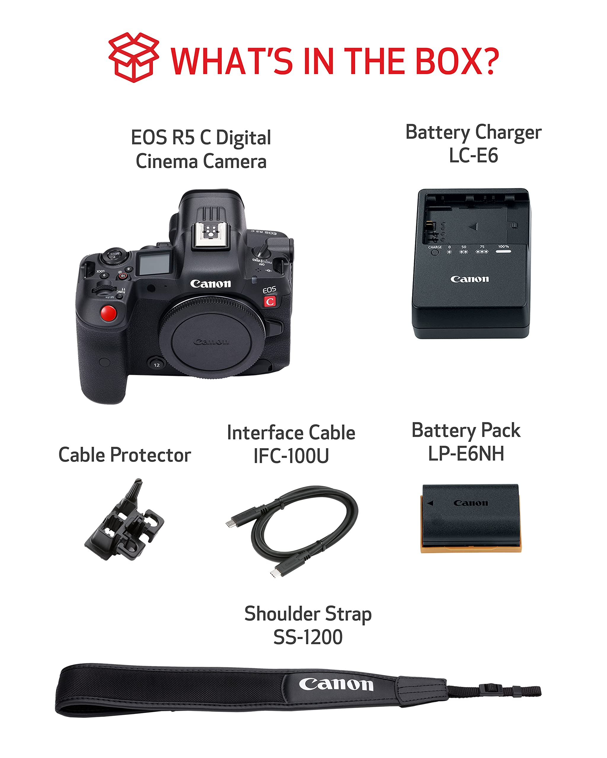 Canon EOS R5 C Mirrorless Camera (Body Only), 45 Megapixel CMOS Sensor, Hybrid Full-Frame Cinema Camera, 8K/60P Internal RAW Recording, RF Mount, Black