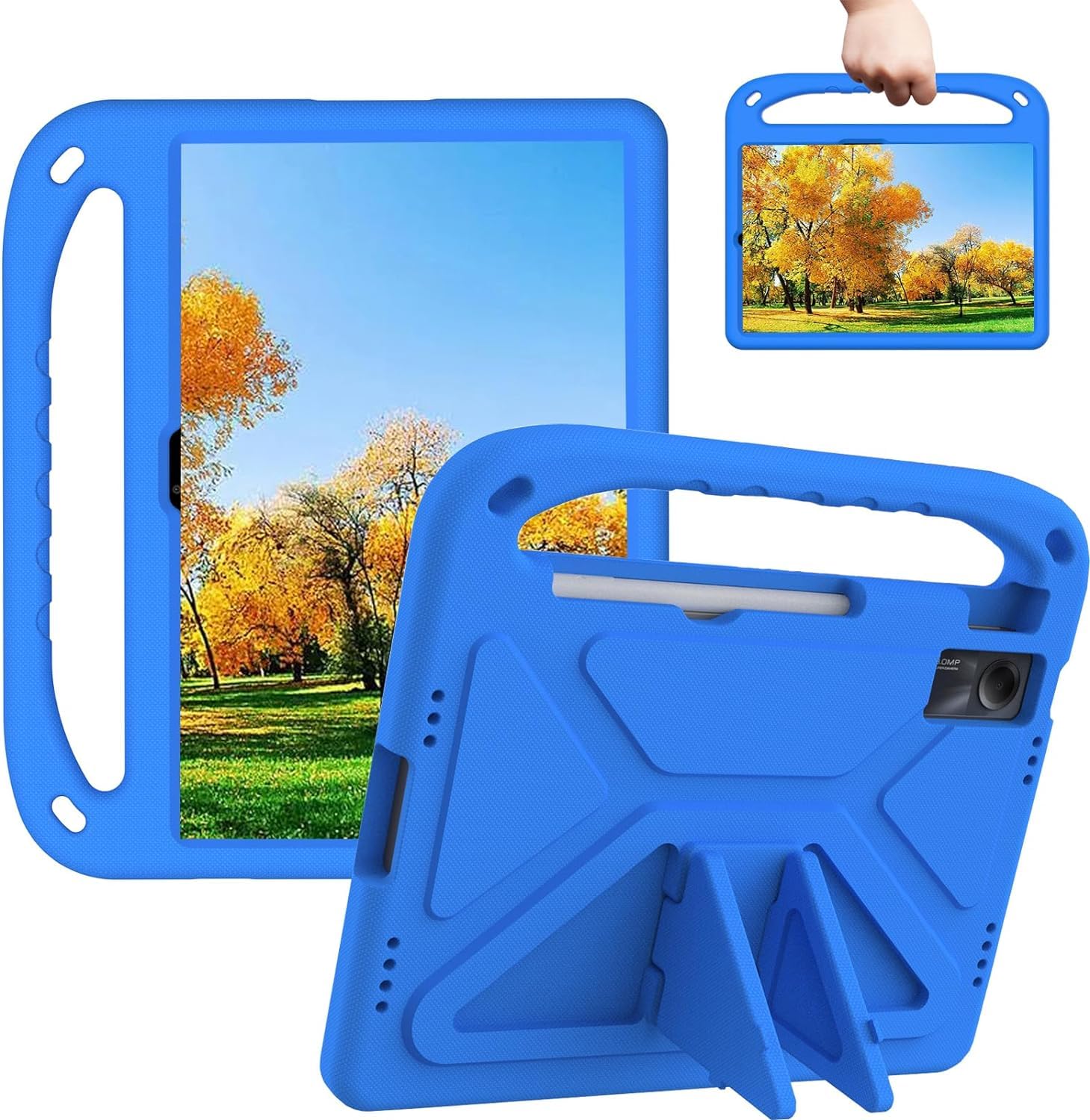 Sfulatdc Kids Tablet Case with Handle and Kickstand Shockproof Full Protection Cover Lightweight for Xiaomi Redmi Pad SE 11 inch Blue