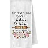OVAcational Lola Grandmother Kitchen Towels, Lola Grandma Gifts for Birthday Christmas Decorative Hand Towels, Grandma Gifts from Grandkids Dish Tea Towel for Kitchen, 16x24 Inch