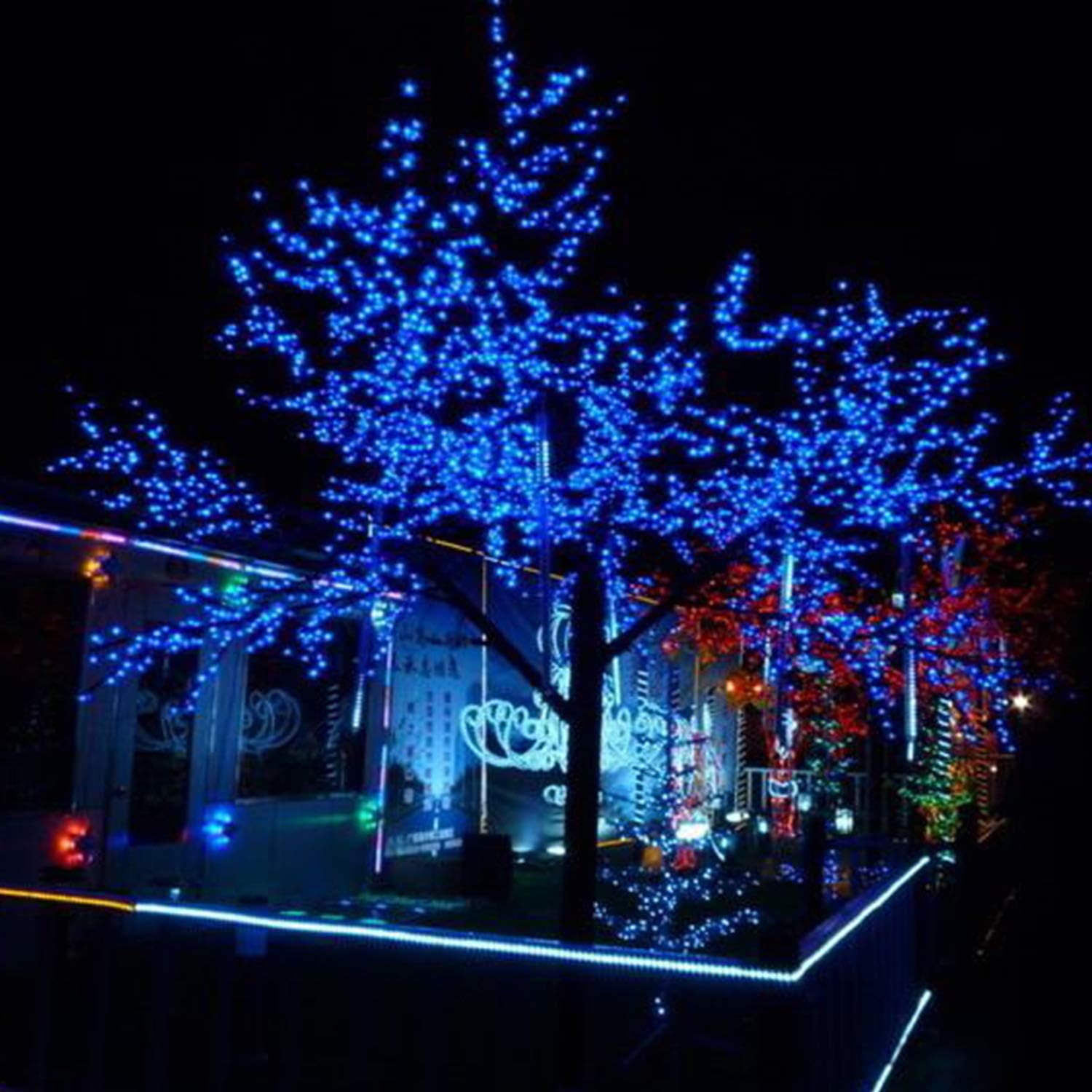 2 Pack 100 LED Solar Powered String Lights, Outdoor Waterproof Copper Wire 8 Modes Fairy Lights for Garden, Patio, Party, Yard, Home (Blue) : Garden & Outdoor