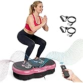 Glorygym Vibration Plate Exercise Machine for Body Shaker Machine &amp; Weight Loss, Shake Plate with Resistance Bands, 120 Speed Levels, Remote Control, Full Body Workout, Compact Home Gym Equipment