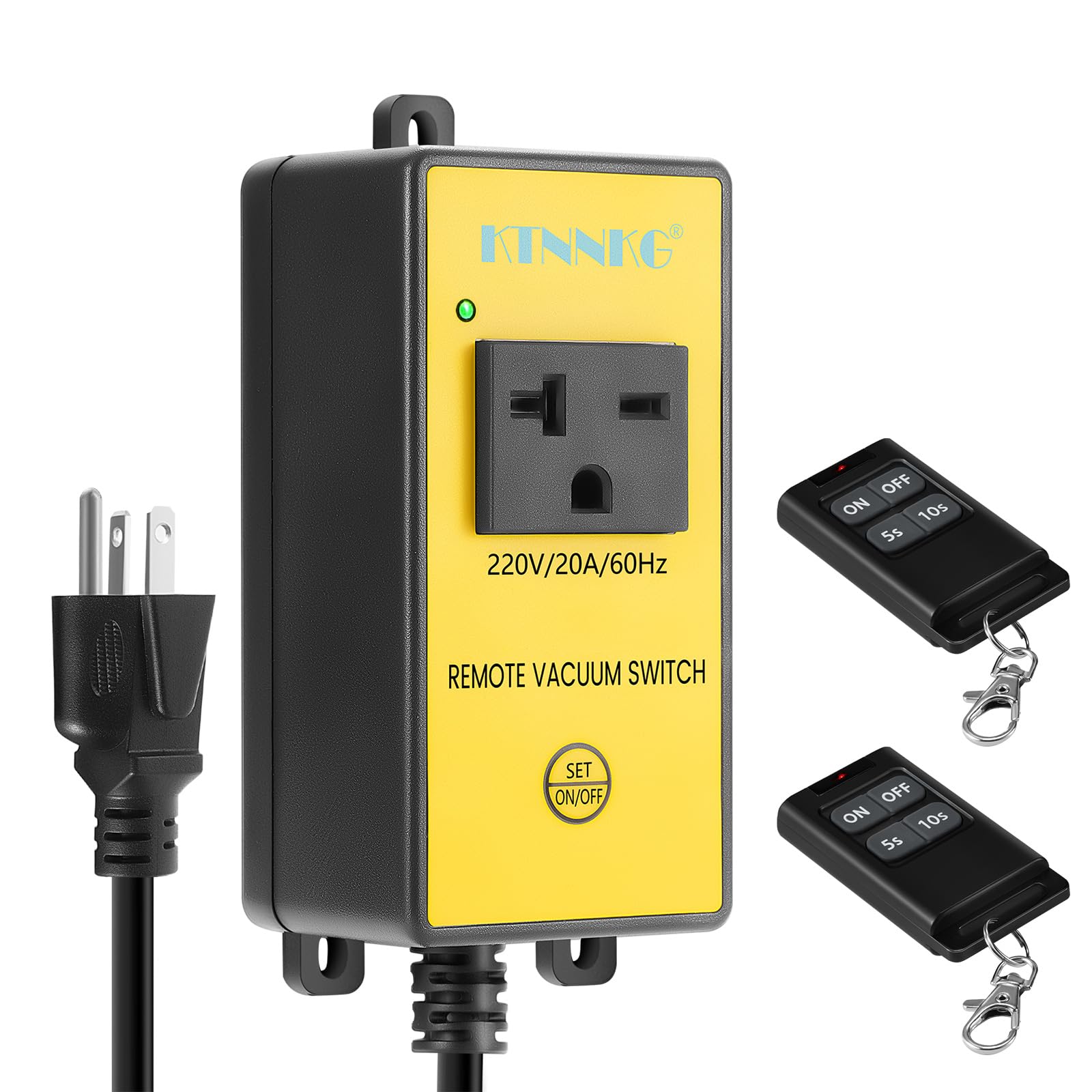 Photo 1 of 220V Automatic Remote Vacuum Switch, KTNNKG Wireless Outlet for High Power Dust Collector Tools, 5s/10s Delay Off Autoswitch,20A/60Hz/3600W