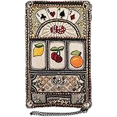 Mary Frances Payoff Beaded Crossbody Cell Phone Bag – Evening Clutch with Adjustable Strap for Travel, Weddings, Parties – Multicolor