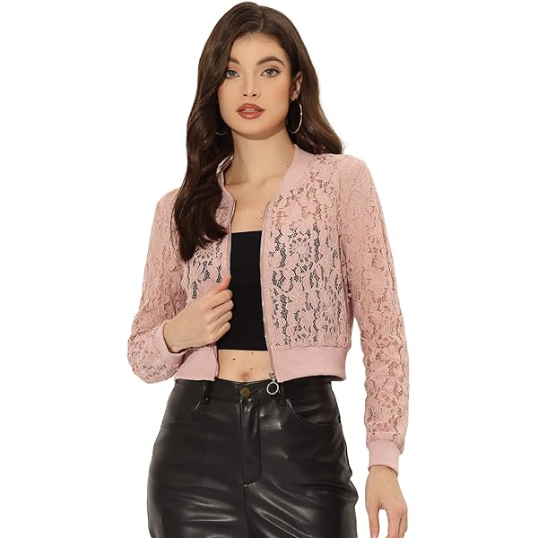 Amazon.com: LASCANA Women's Floral Lace Zip Jacket, Semi