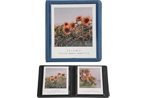 GOLDBARLEY Small Polaroid Photo Album Book For Polaroid Now, i-Type, 600, and SX-70 Instant Photos, Holds 32 Pockets Fujifilm Instax Wide 400/300 Square Picture Film (1,Marine Blue)