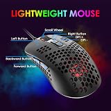 KUIYN Ultralight Wired Gaming Mouse 4 DPI 800-1200-1600-2400 RGB 7 BTN view 6