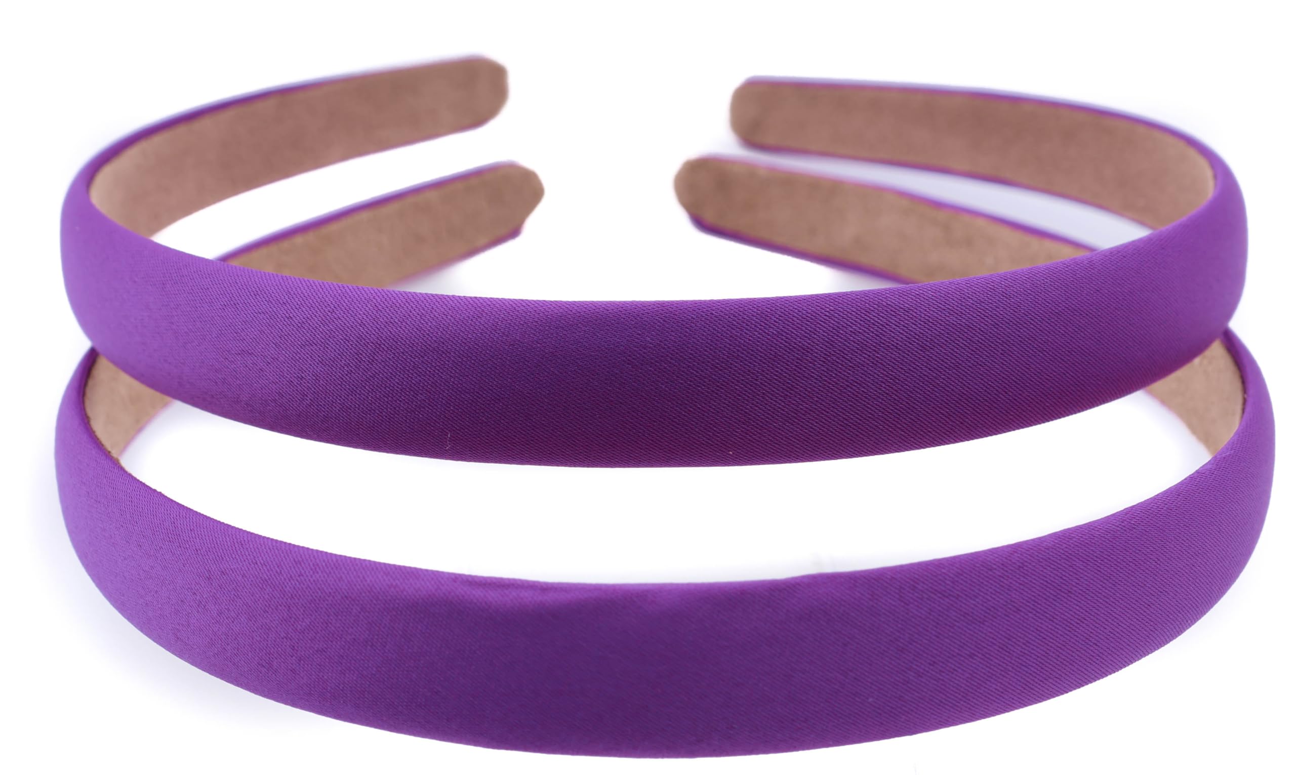 Mytoptrendz 2Pcs Plain Thin Headbands Alice Hair Band 1.5cm Wide Non Slip Satin Head Bands for Women Girls Bridesmaid, School, Party Hair Accessory(Purple)