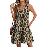 QACOHU Women's Summer Sleeveless V Neck Mini Dress with Pockets Casual Sundress Beach Dresses for Women 2026