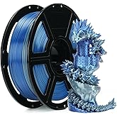FLASHFORGE Silk PLA Gradient Silver to Blue Filament, Silk Multicolored Color Change 3D Printing Filament, Silver Blue Shiny Fast Color-Changing Each 8M Gradually, Silky Texture Ultra-High Glossiness